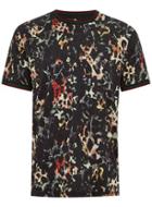 Topman Mens Black Floral Leopard Tipped T-shirt