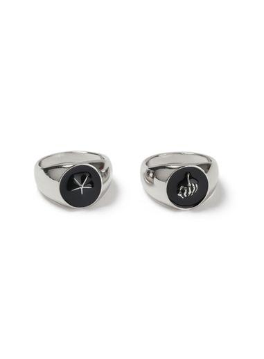 Topman Mens Black Finger And Star Rings*