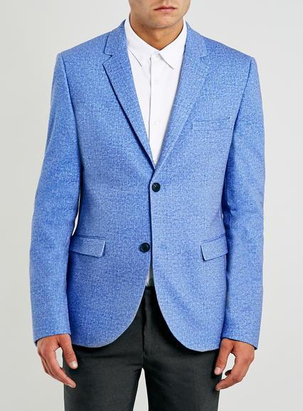 Topman Mens Light Blue Jersey Blazer