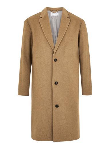 Topman Mens Brown Camel Oversized Overcoat