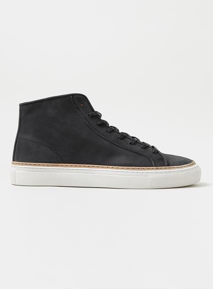 Topman Mens Black Leather Hi Tops
