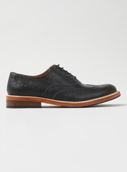 Topman Mens Selected Homme Black Leather Brogues