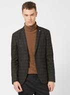 Topman Mens Selected Homme Black And Subtle Brown Check Blazer