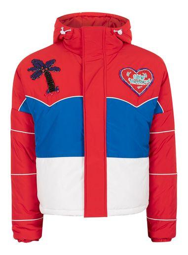 Topman Mens Multi Topman Design Striped Puffer Jacket