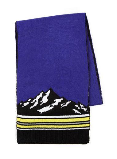 Topman Mens Multi Blue Mountain Landscape Knitted Scarf