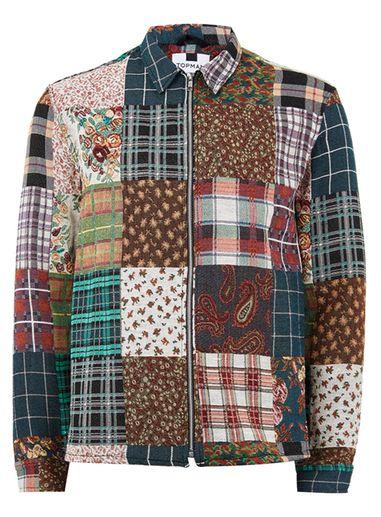 Topman Mens Multicolored Patchwork Shirt