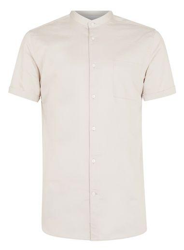 Topman Mens Grey Selected Homme Tan Cotton Shirt