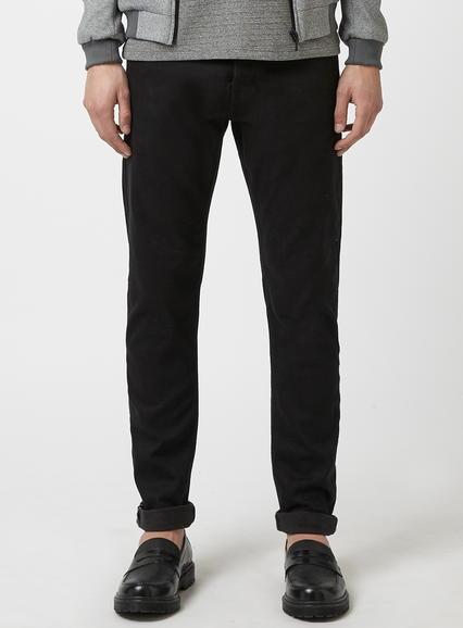 Topman Mens Raw Black Stretch Slim Selvedge Jeans