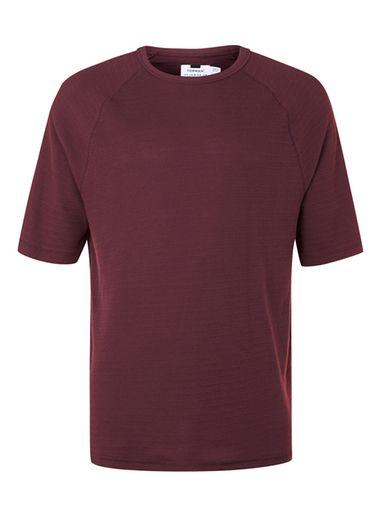 Topman Mens Burgundy Textured Oversized T-shirt