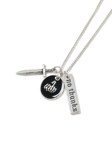 Topman Mens Black Silver Dagger Necklace*