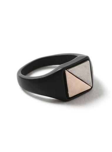 Topman Mens Matte Black Square Ring*