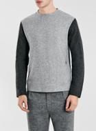 Topman Mens Mid Grey Lux P8 Panelled Melton Sweatshirt