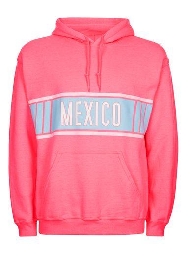 Topman Mens Topman Design Bright Pink Mexico Hoodie
