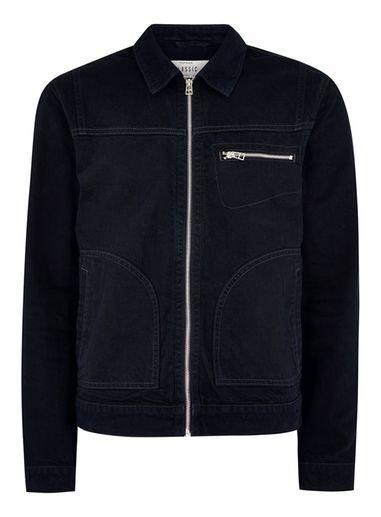Topman Mens Blue Indigo Zip Through Denim Jacket