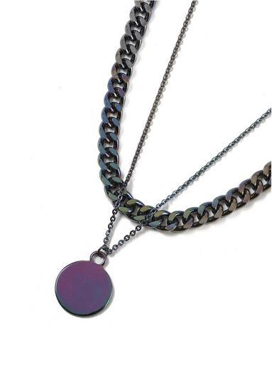 Topman Mens Black Petrol Multirow Necklace*
