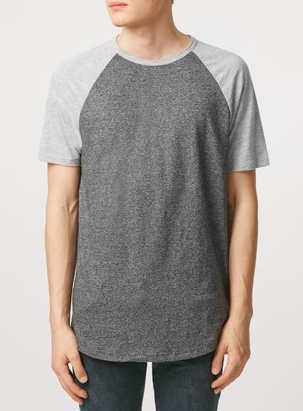 Topman Mens Black And Grey Raglan T-shirt