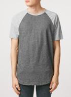 Topman Mens Black And Grey Raglan T-shirt