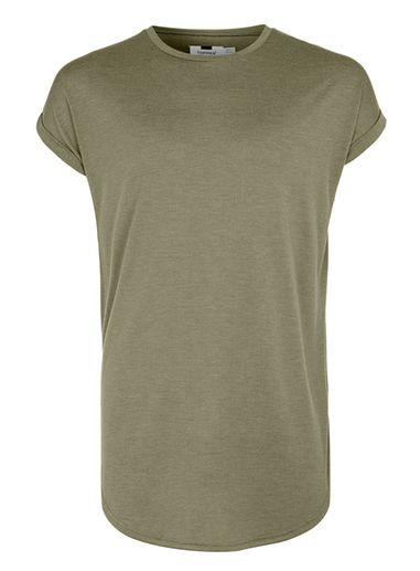 Topman Mens Green Khaki Viscose Mix Drop Shoulder T-shirt
