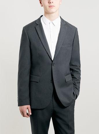 Topman Mens Mid Grey Grey Slim Fit Suit Jacket