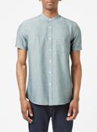 Topman Mens Green And White Oxford Short Sleeve Casual Shirt