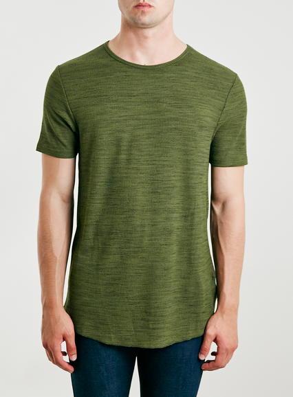 Topman Mens Green Chive Waffle Crew T-shirt