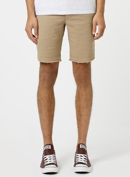 Topman Mens Stone Raw Edge Chino Shorts