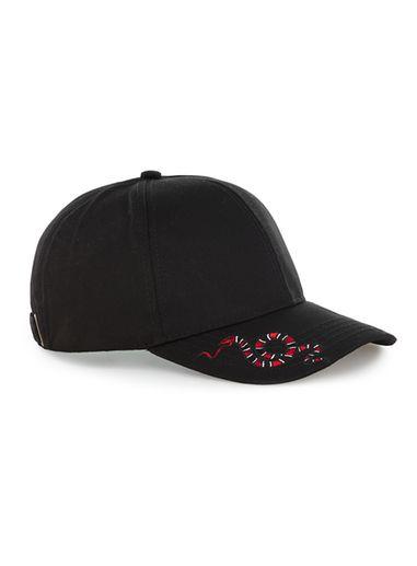 Topman Mens Black Snake Embroidered Cap