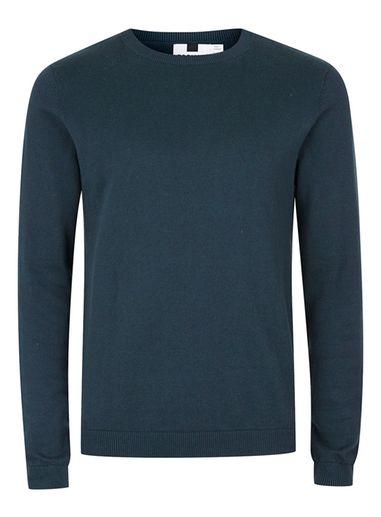 Topman Mens Blue Navy And Green Twist Slim Fit Sweater