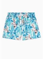 Topman Mens Blue Crane Floral Print Swim Shorts