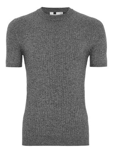 Topman Mens Grey Gray Salt And Pepper Muscle Sweater