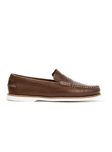 Topman Mens Brown Leather Penny Loafers