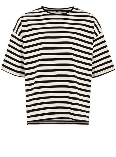 Topman Mens Black And White Boxy T-shirt