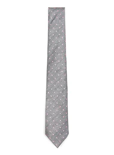 Topman Mens Grey And Pink Dotted Tie