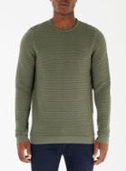 Topman Mens Khaki Weave Textured Crew Neck Sweater