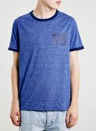 Topman Mens Blue Salt And Pepper Ringer T-shirt