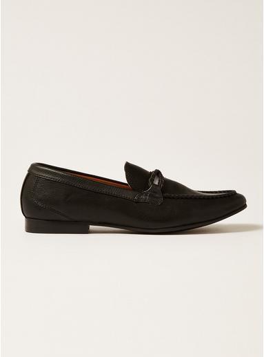 Topman Mens Black Collie Webbing Tape Loafers