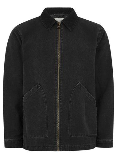 Topman Mens Black Corduroy Collar Jacket