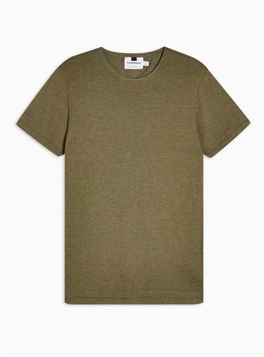 Topman Mens Khaki Smart Raw Hem Knitted T-shirt