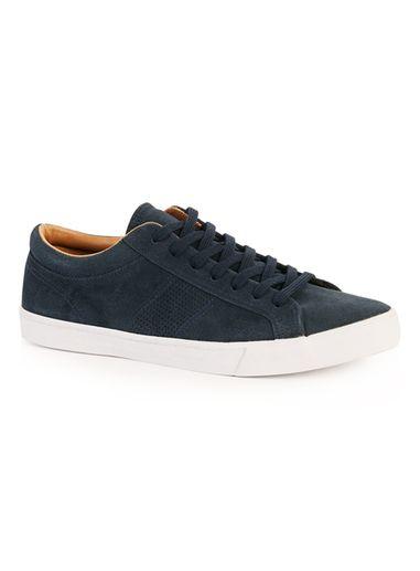 Topman Mens Blue Navy Suede Sneakers