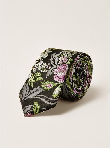 Topman Mens Black Floral Jacquard Tie