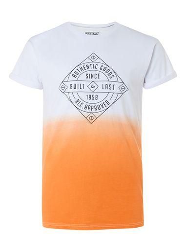 Topman Mens Yellow Tan Faded Authentic Print Muscle Fit Roller T-shirt