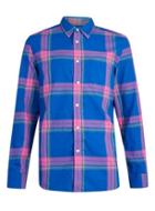 Topman Mens Blue And Neon Pink Check Casual Shirt