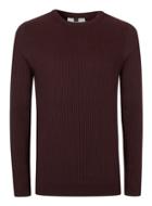 Topman Mens Burgundy Ribbed Muscle Fit Sweater