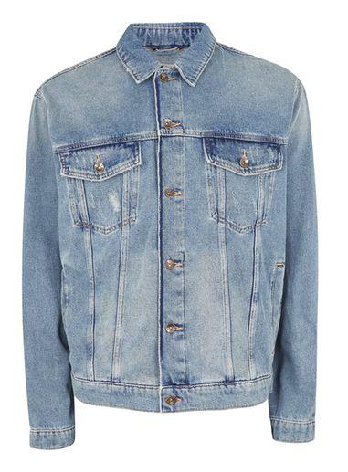 Topman Mens Blue Oversized Black Denim Jacket