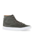 Topman Mens Grey Faux Leather Mid Top Sneakers