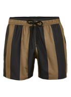 Topman Mens Brown Bold Stripe Swim Shorts