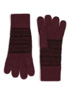 Topman Mens Red Burgundy And Black Jacquard Knit Gloves