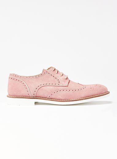 Topman Mens Pink Suede Arch Brogues