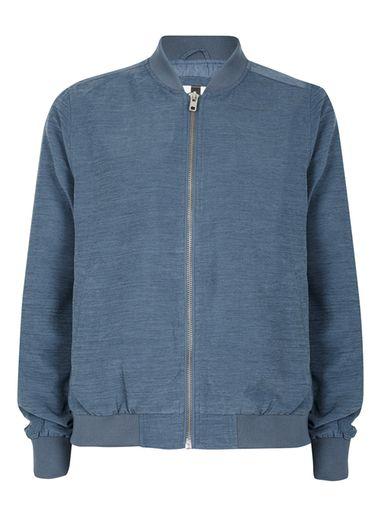 Topman Mens Blue Textured Bomber Jacket