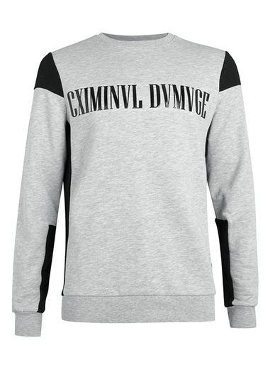 Topman Mens Grey Criminal Damage Biker Sweatshirt*